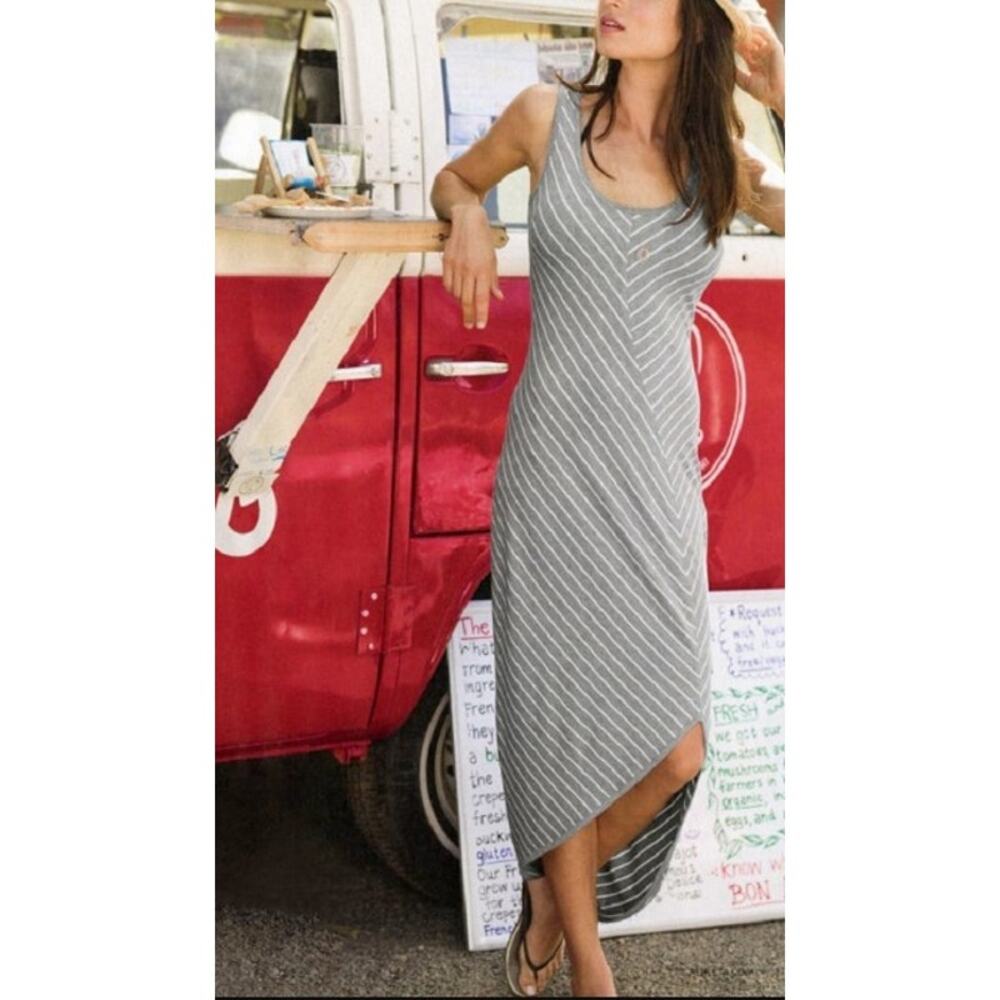 athleta cross shore striped maxi dress